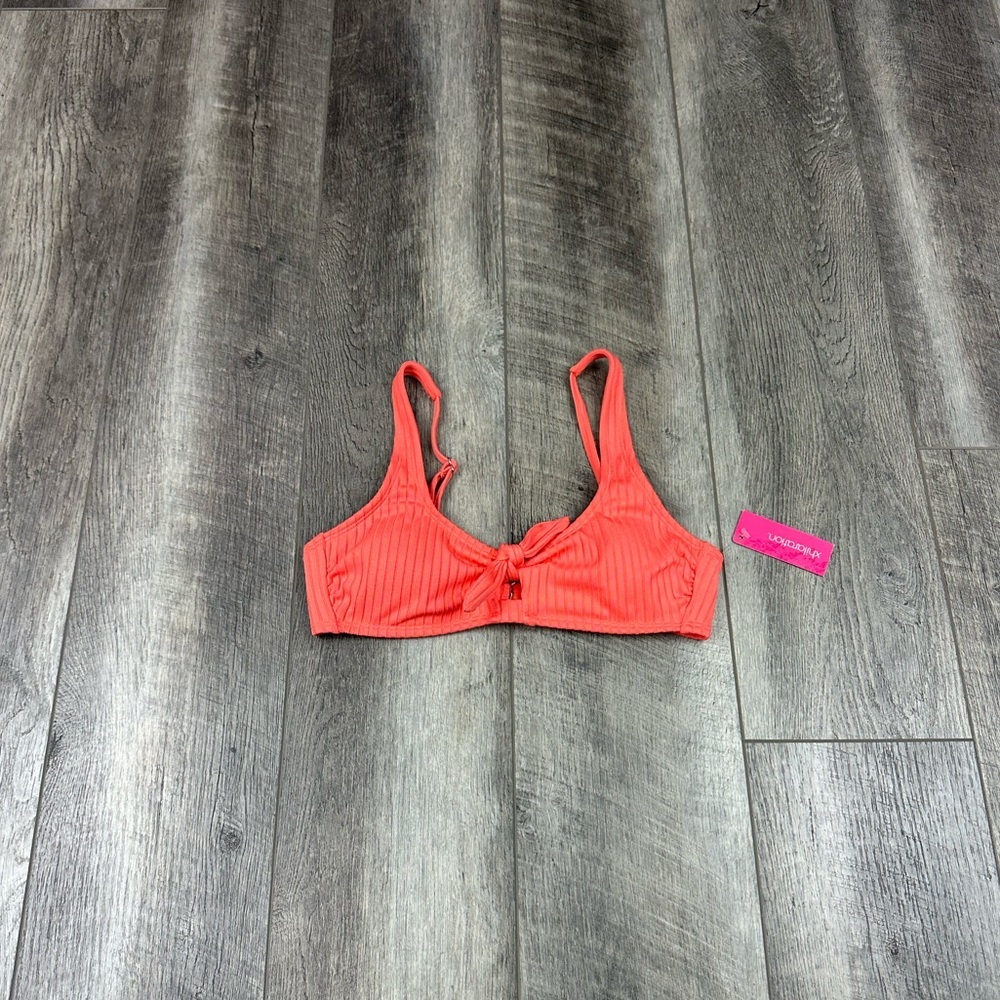 Xhilaration Coral Ribbed Bikini Top